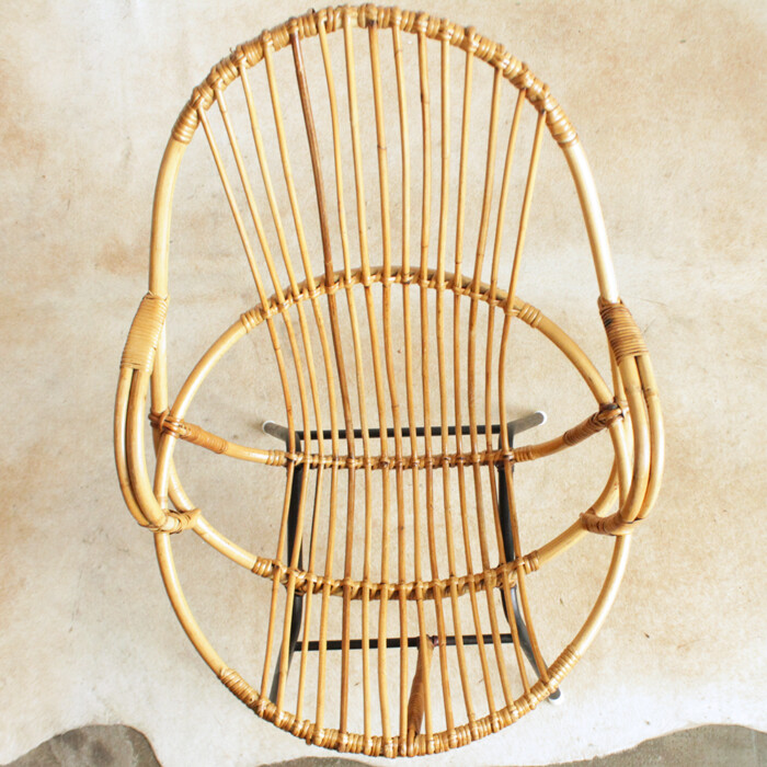 Fauteuil rotin vintage - coquille - G349 – Image 6