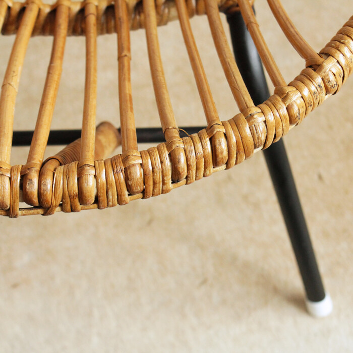 Fauteuil rotin vintage - coquille - G349 – Image 2