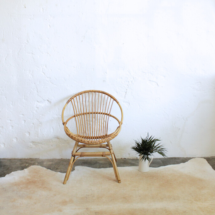 Fauteuil rotin vintage - Coquille - G510