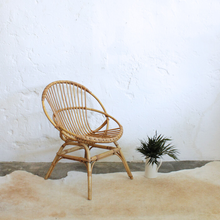 Fauteuil rotin vintage - Coquille - G510 – Image 4