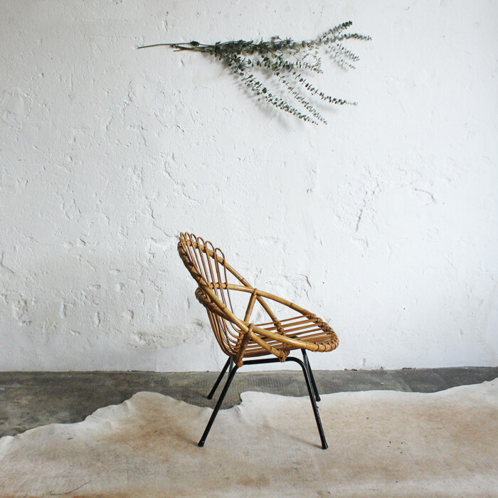 Fauteuil rotin vintage - coquille – Image 5