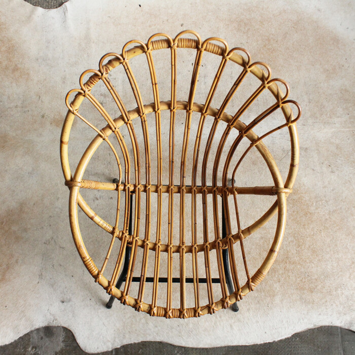Fauteuil rotin vintage - coquille – Image 6