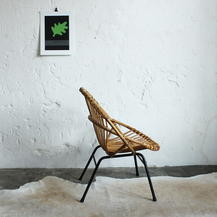 Fauteuil rotin vintage - coquille - E528 – Image 5