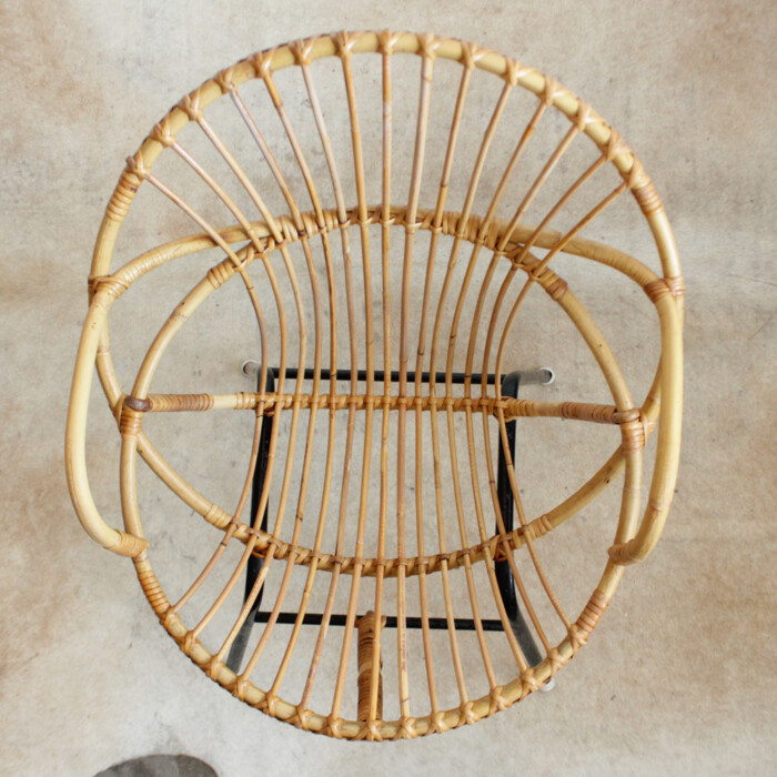 Fauteuil rotin vintage - Coquille - H288 – Image 6