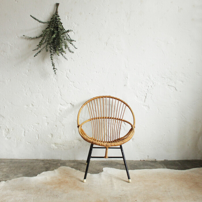 Fauteuil rotin vintage - Coquille - H286