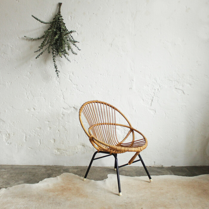 Fauteuil rotin vintage - Coquille - H286 – Image 4