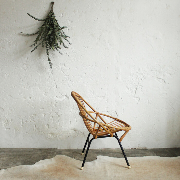 Fauteuil rotin vintage - Coquille - H286 – Image 5