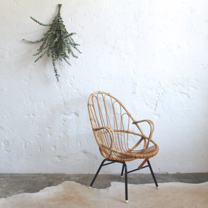 Fauteuil rotin vintage - Coquille - H308 – Image 4