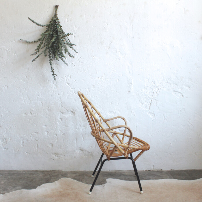 Fauteuil rotin vintage - Coquille - H308 – Image 5