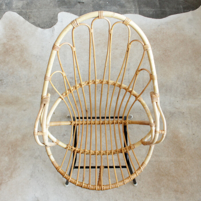Fauteuil rotin vintage - Coquille - H308 – Image 6