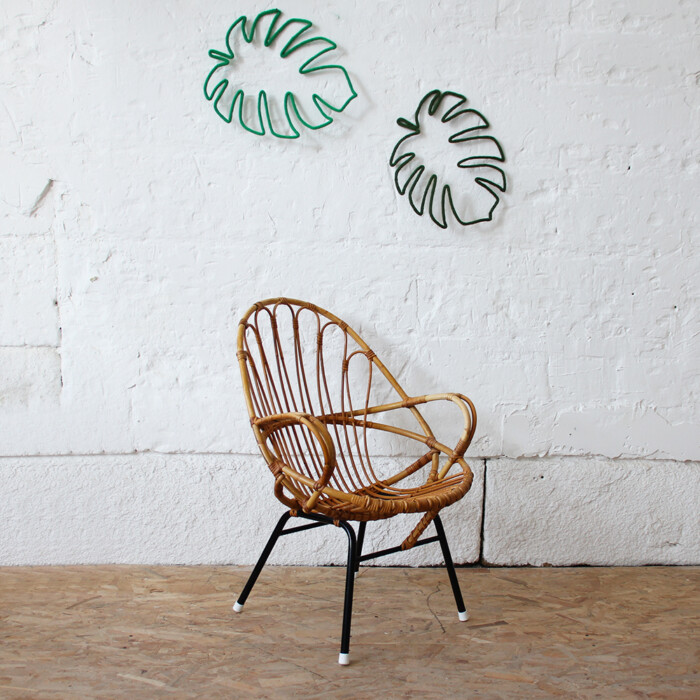 Fauteuil rotin vintage - Coquille - H283 – Image 4