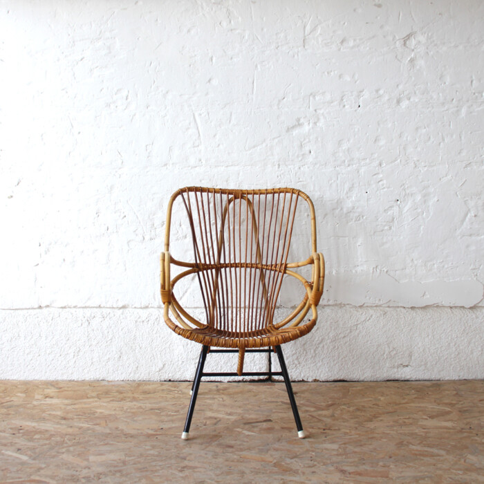 Fauteuil rotin vintage - Coquille - H269