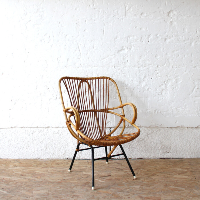 Fauteuil rotin vintage - Coquille - H269 – Image 4