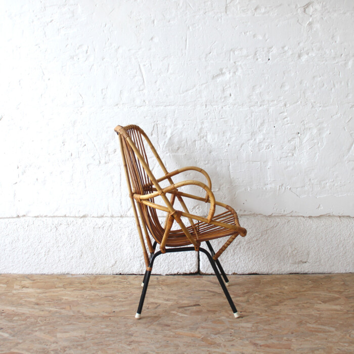 Fauteuil rotin vintage - Coquille - H269 – Image 5
