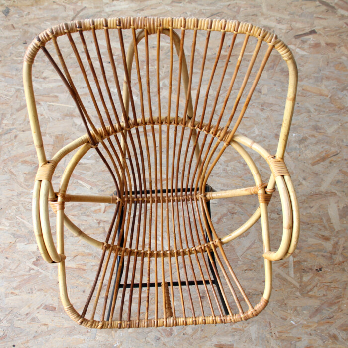 Fauteuil rotin vintage - Coquille - H269 – Image 6