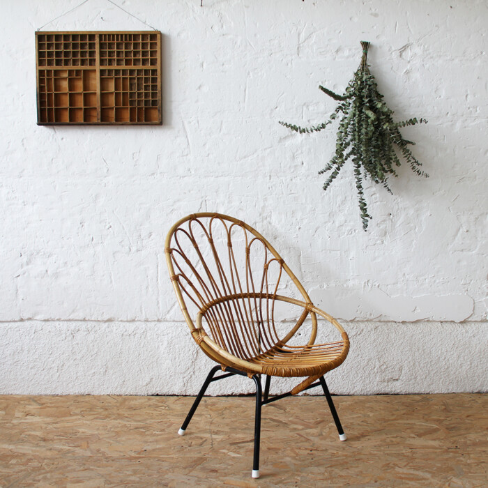Fauteuil rotin vintage - Coquille - H284 – Image 4