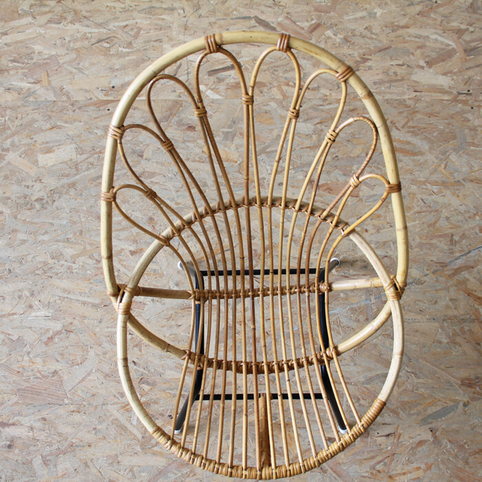 Fauteuil rotin vintage - Coquille - H284 – Image 6