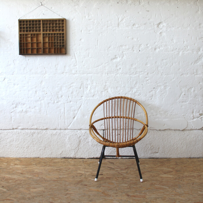 Fauteuil rotin vintage - Coquille - H285