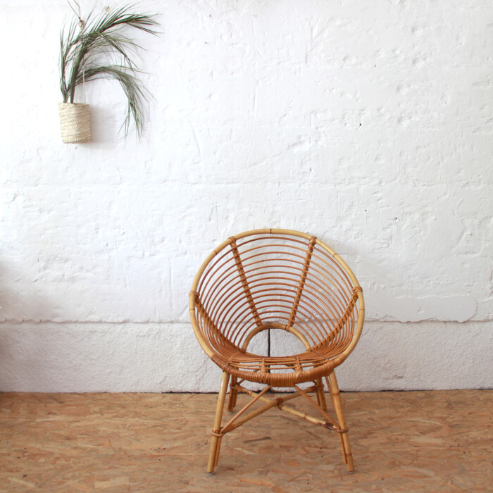 Fauteuil rotin vintage - spirale - H509/H510