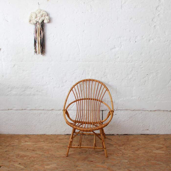 Fauteuil rotin vintage - Coquille