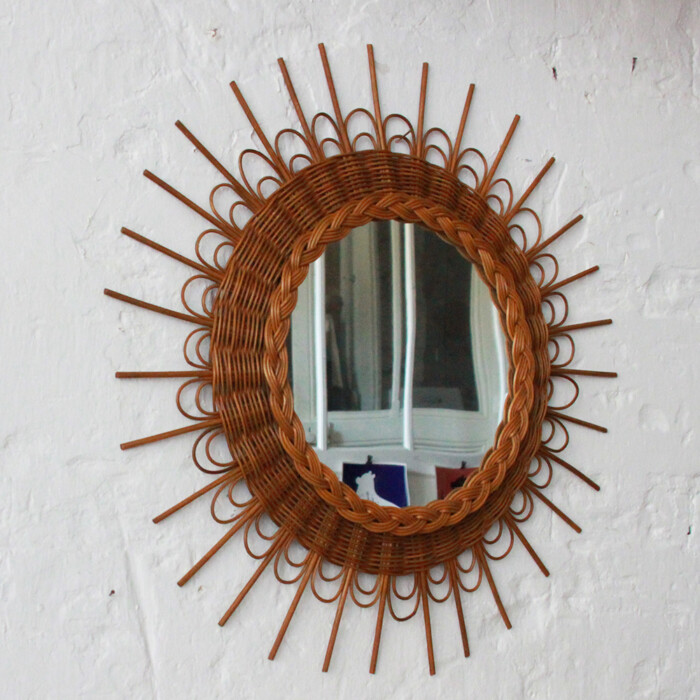 Miroir rotin vintage - Fleur - H616 – Image 4