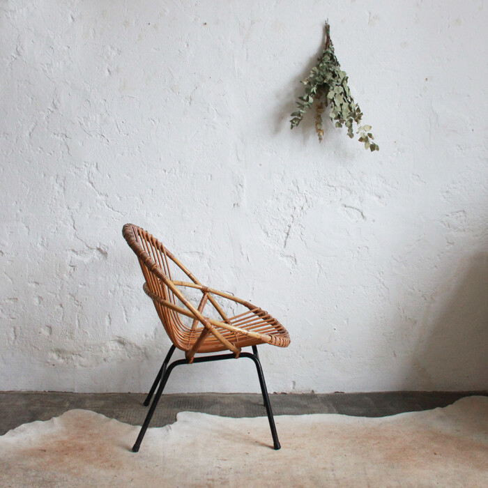 Fauteuil rotin vintage - Coquille - H909 – Image 5