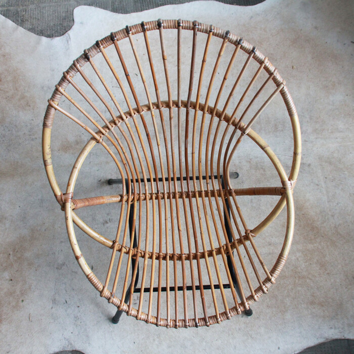 Fauteuil rotin vintage - Coquille - H909 – Image 6