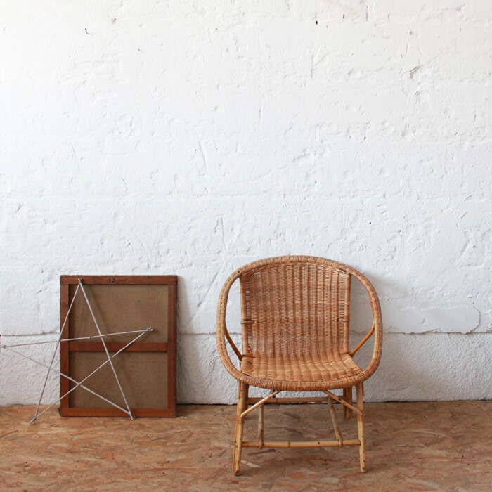 Fauteuil rotin vintage