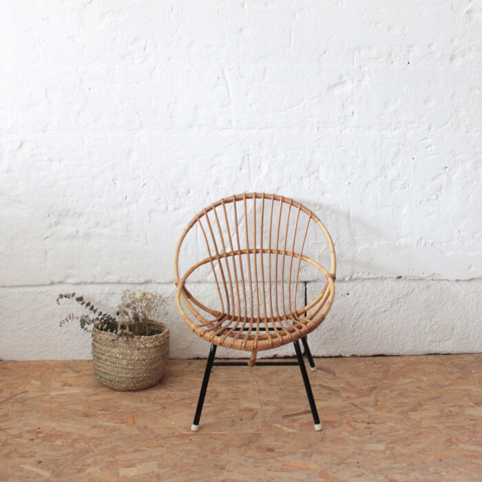 Fauteuil rotin vintage - Coquille - I470