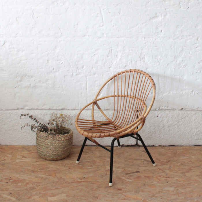 Fauteuil rotin vintage - Coquille - I470 – Image 3