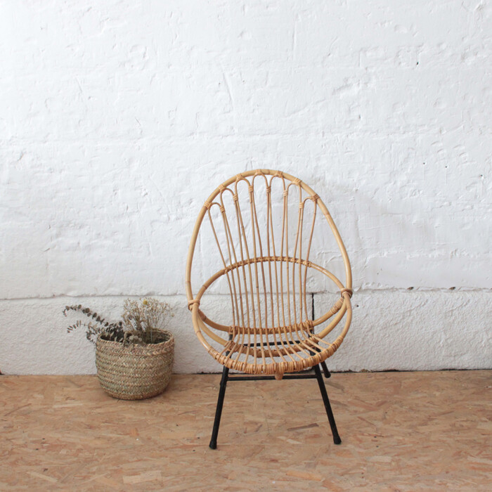 Fauteuil rotin vintage - Coquille - I502