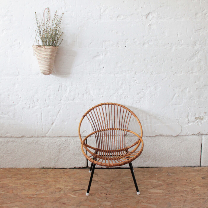 Fauteuil rotin vintage - Coquille - I539