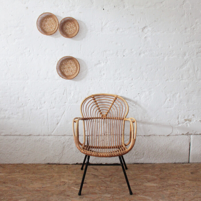 Fauteuil rotin vintage - Rohe - I542