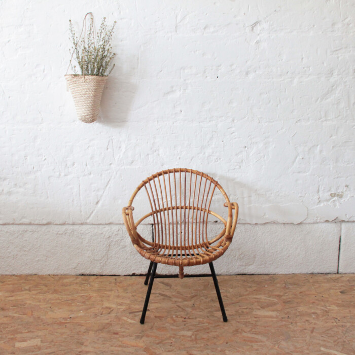 Fauteuil rotin vintage - Coquille - I544