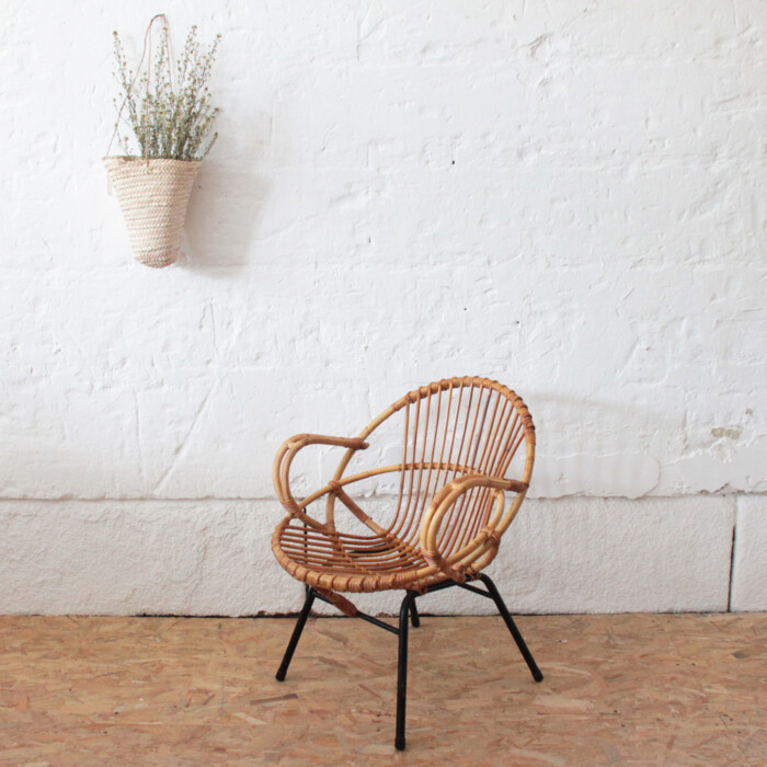 Fauteuil rotin vintage - Coquille - I544 – Image 3