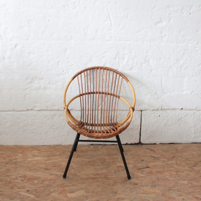 Fauteuil rotin vintage - Coquille - I540