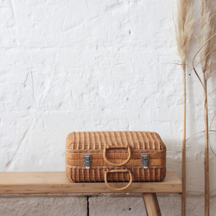 Valise tressée vintage - I665