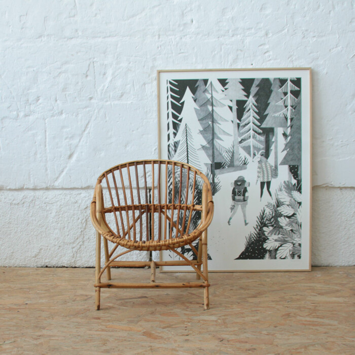 Fauteuil rotin enfant vintage - J036