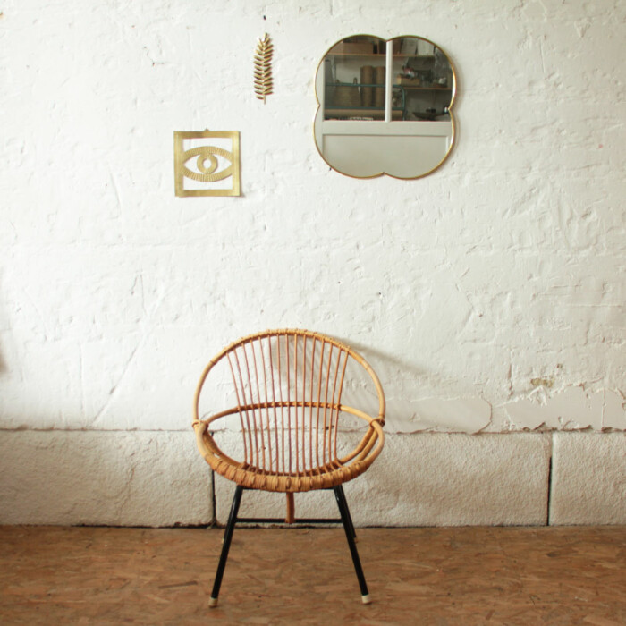 Fauteuil rotin vintage - Coquille - J163