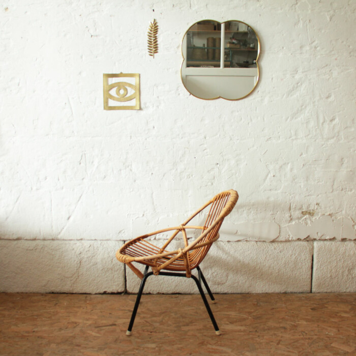 Fauteuil rotin vintage - Coquille - J163 – Image 5