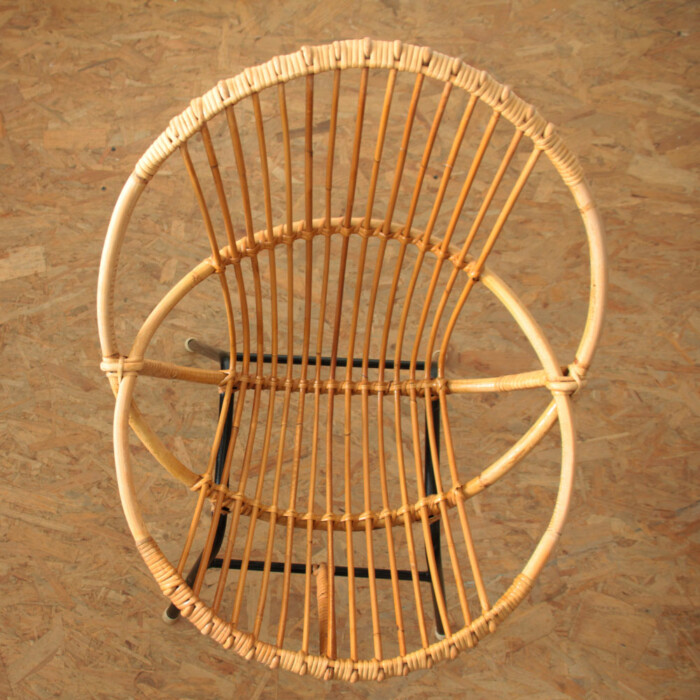 Fauteuil rotin vintage - Coquille - J163 – Image 6