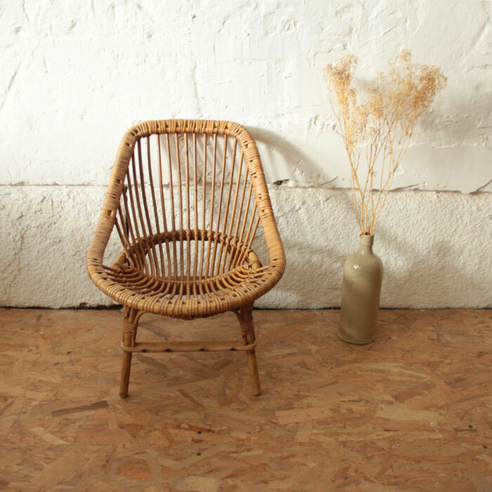 Fauteuil rotin enfant vintage - J138