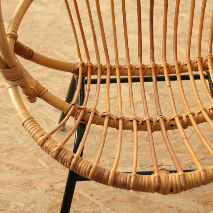 Fauteuil rotin vintage - Coquille - J194 – Image 2