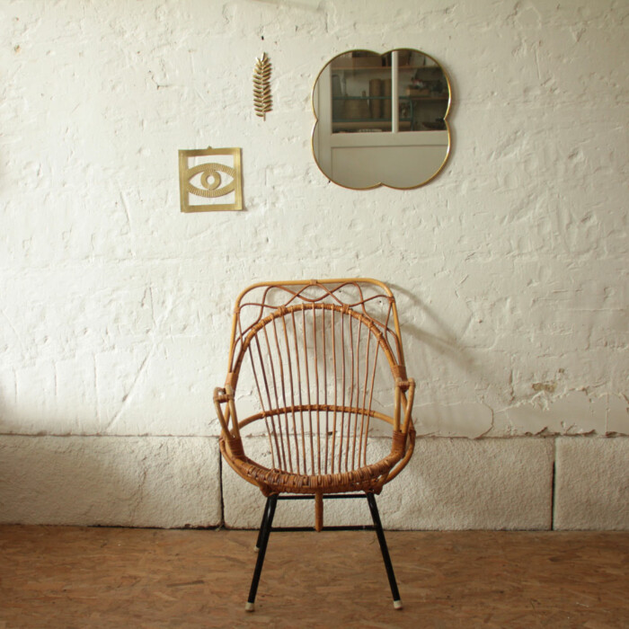 Fauteuil rotin vintage - Losange - J211/J212