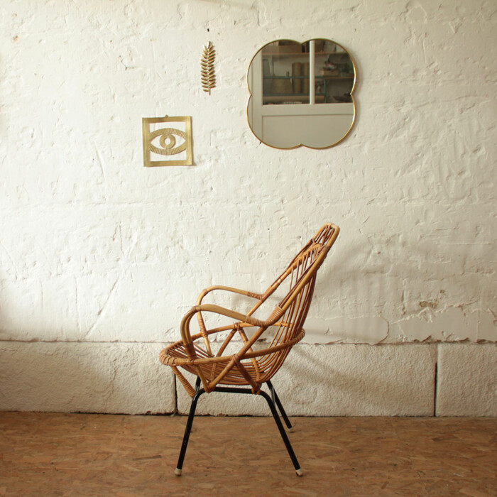 Fauteuil rotin vintage - Losange - J211/J212 – Image 5