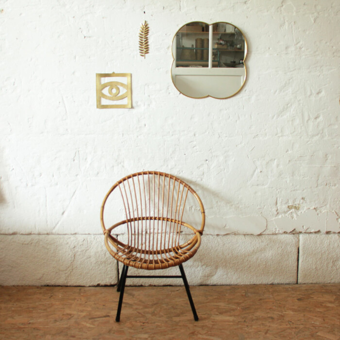 Fauteuil rotin vintage - Coquille