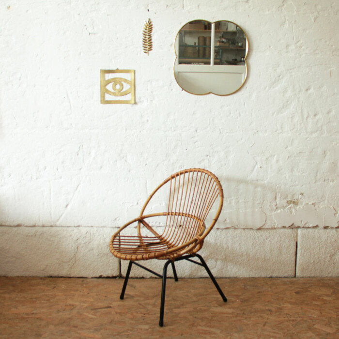 Fauteuil rotin vintage - Coquille – Image 3