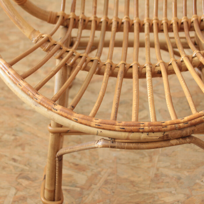 Fauteuil rotin vintage - coquille - E666 – Image 3