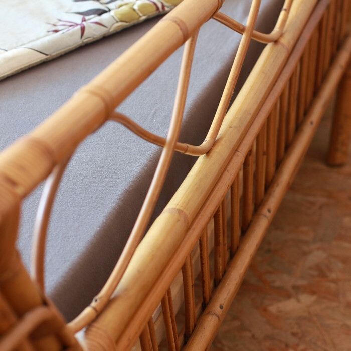 Lit daybed enfant rotin vintage – Image 2