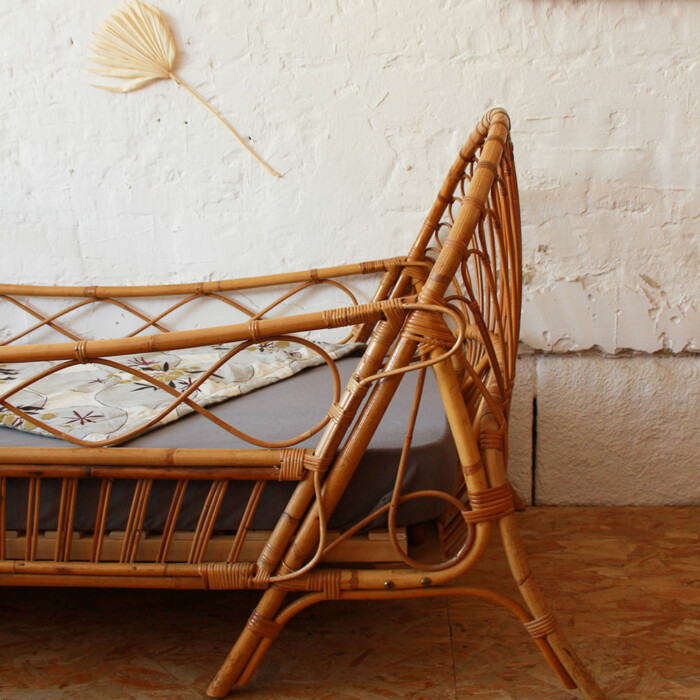Lit daybed enfant rotin vintage – Image 5